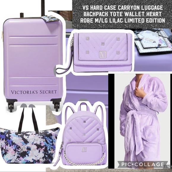 Va hard case wheelie carryon luggage backpack wallet short heart robe tote lilac - Picture 1 of 14